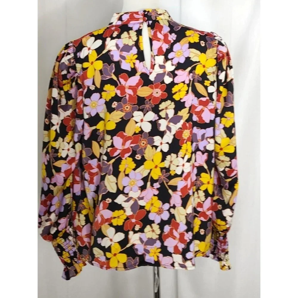 Who What Wear Top L Floral Long Sleeve High Neck Garden - Picture 7 of 8